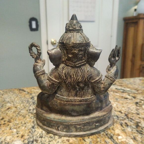 Antique Old Buddhism Bronze Ganapati Ganesh Lord Ganesha Elephant Buddha Statue - Picture 2 of 10